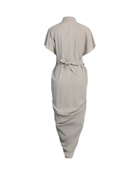 Rick Owens Lido Gathered Wrap-Effect Crepe Midi Dress — Grey, Size IT 40 / US 4