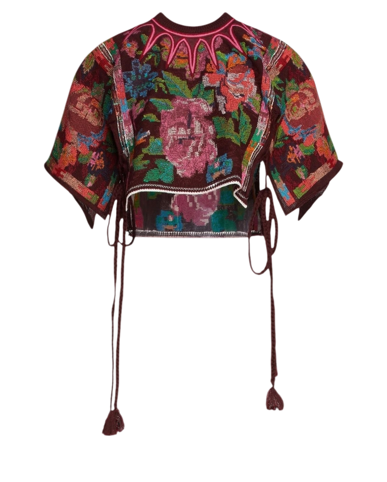 Valentino Garavani Arazzo Floral Wool & Cashmere-Blend Crop Sweater