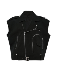 Rick Owens Cropped Jumbo Bauhaus Stooges Vest — Black