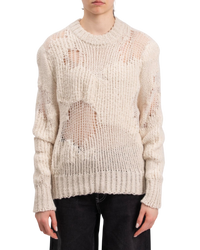 Chloé Iconic Cashmere-Wool Blend Milk Distressed Sweater