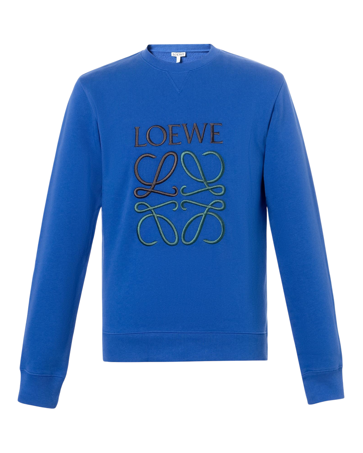 Loewe Anagram Embroidered Cotton Sweatshirt — Blue, XL