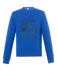 Loewe Anagram Embroidered Cotton Sweatshirt — Blue, XL