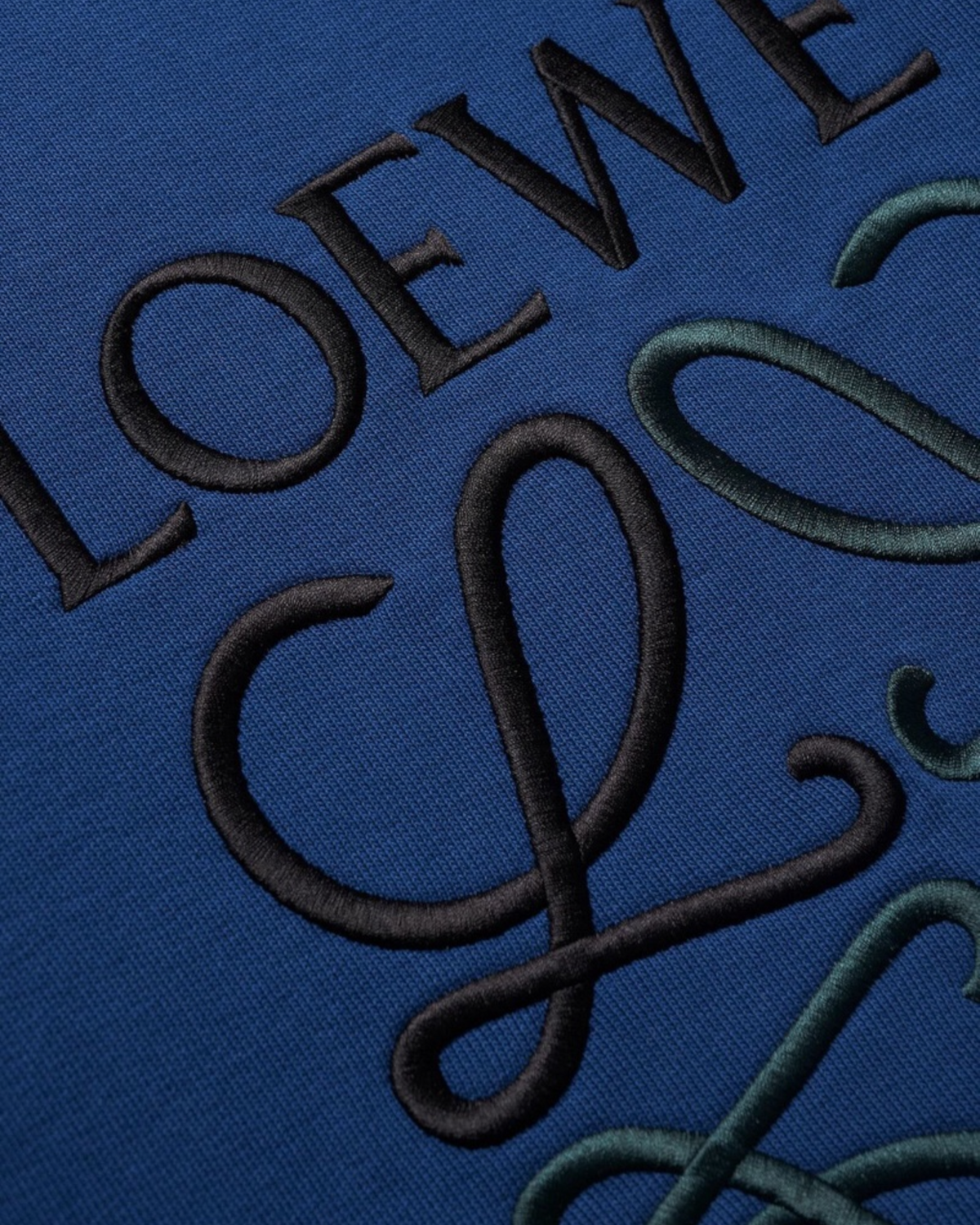 Loewe Anagram Embroidered Cotton Sweatshirt — Blue, XL