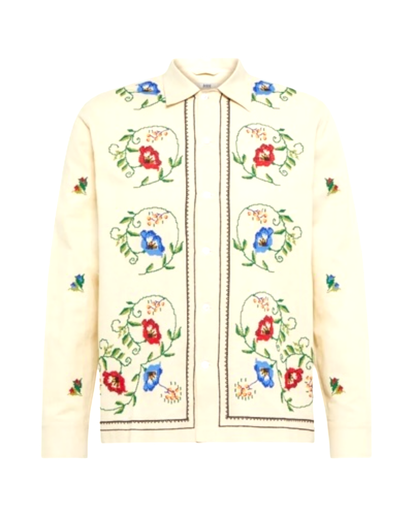 Bode Off-White Embroidered Morning Glory Shirt