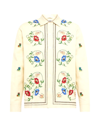 Bode Off-White Embroidered Morning Glory Shirt
