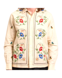 Bode Off-White Embroidered Morning Glory Shirt