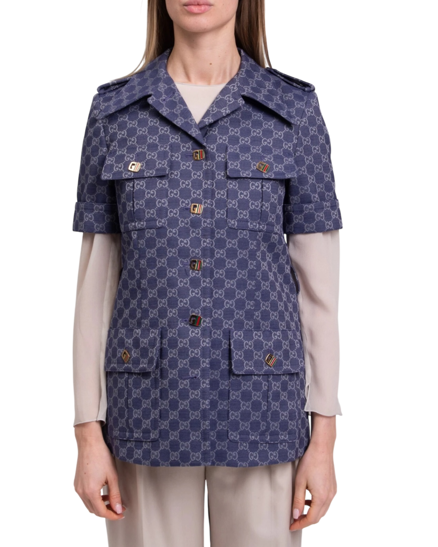 Gucci Interlocking GG Canvas Dress Jacket in Blue