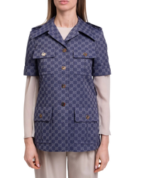 Gucci Interlocking GG Canvas Dress Jacket in Blue