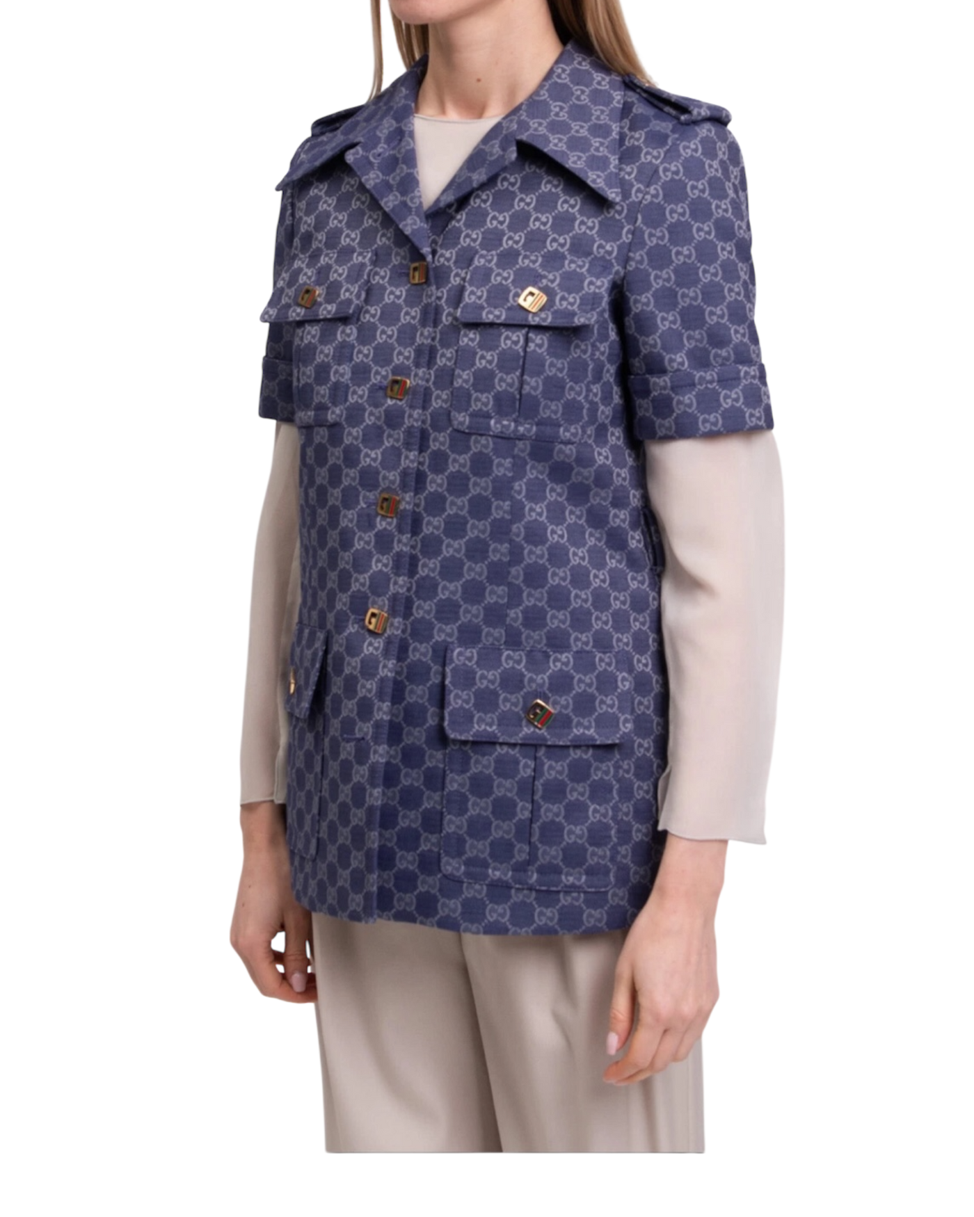 Gucci Interlocking GG Canvas Dress Jacket in Blue