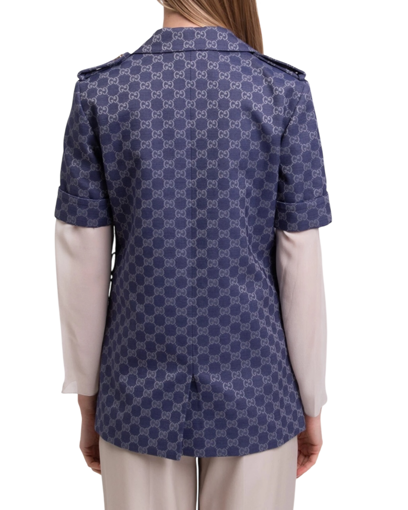Gucci Interlocking GG Canvas Dress Jacket in Blue