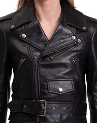 Balenciaga Grained Leather Cropped Biker Jacket