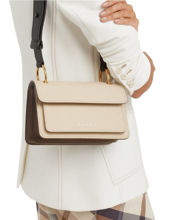 Marni New Beat Accordion Bag — Brown, Ivory and Forest Green