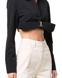 Jacquemus La Chemisa Terra Cropped Rolled Shirt