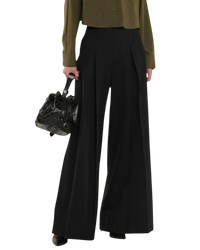 Alaïa Wide-leg Grain De Poudre Trousers — Black, S [US4/FR6]