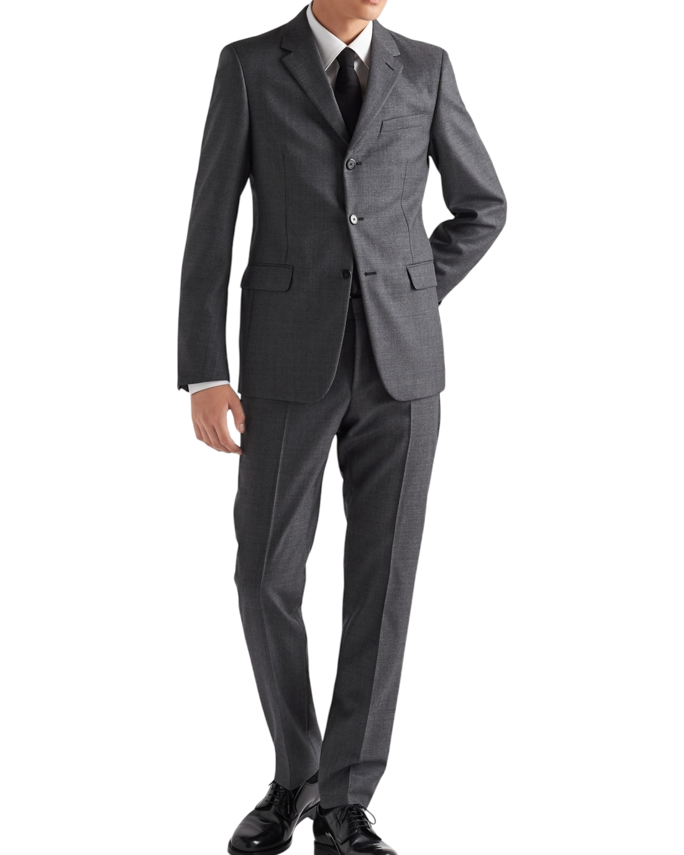 Prada Single Breast 3-Button Wool Suit in Anthracite