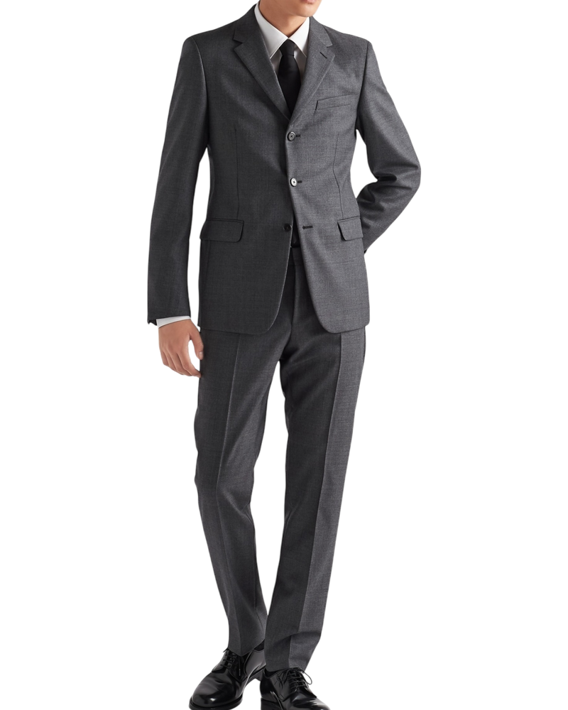 Prada Single Breast 3-Button Wool Suit in Anthracite