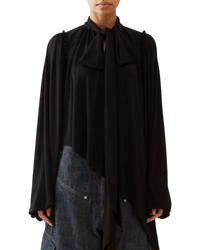 Loewe Asymmetric Bow-Tie Crepe Blouse