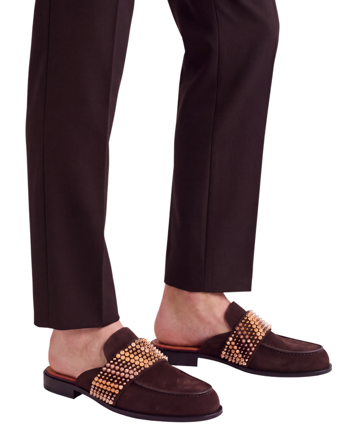 Christian Louboutin Leather Mule Shoes — Brown, Spike Studs, EU 43 / US 10