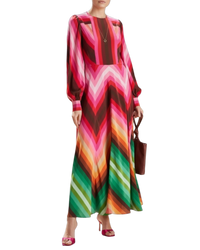 Valentino Garavani Long-Sleeve Rainbow-Print Maxi Dress