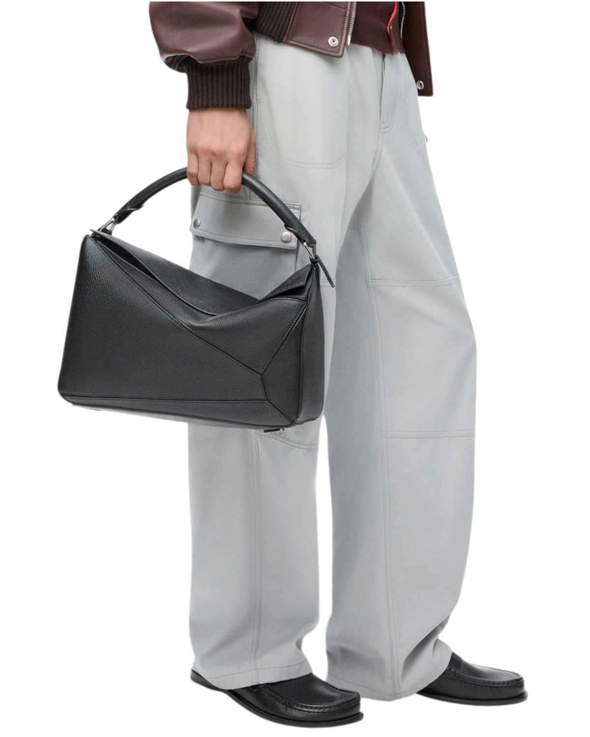 Loewe Puzzle Bag in Grained Calfskin — Black, Large