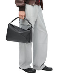 Loewe Puzzle Bag in Grained Calfskin — Black, Large