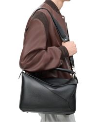 Loewe Puzzle Bag in Grained Calfskin — Black, Large