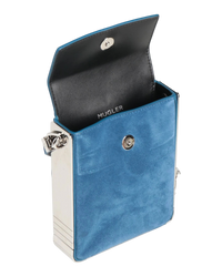 Mugler Suede Leather Crossbody Bag in Blue