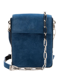 Mugler Suede Leather Crossbody Bag in Blue