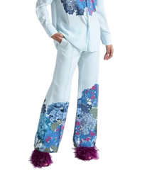 Valentino Macro Ortensia Printed Silk Flared Pants