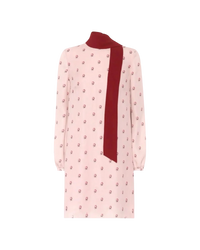 Valentino Tie Neck Floral-print Silk Crepe de Chine Mini Dress