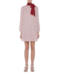 Valentino Tie Neck Floral-print Silk Crepe de Chine Mini Dress