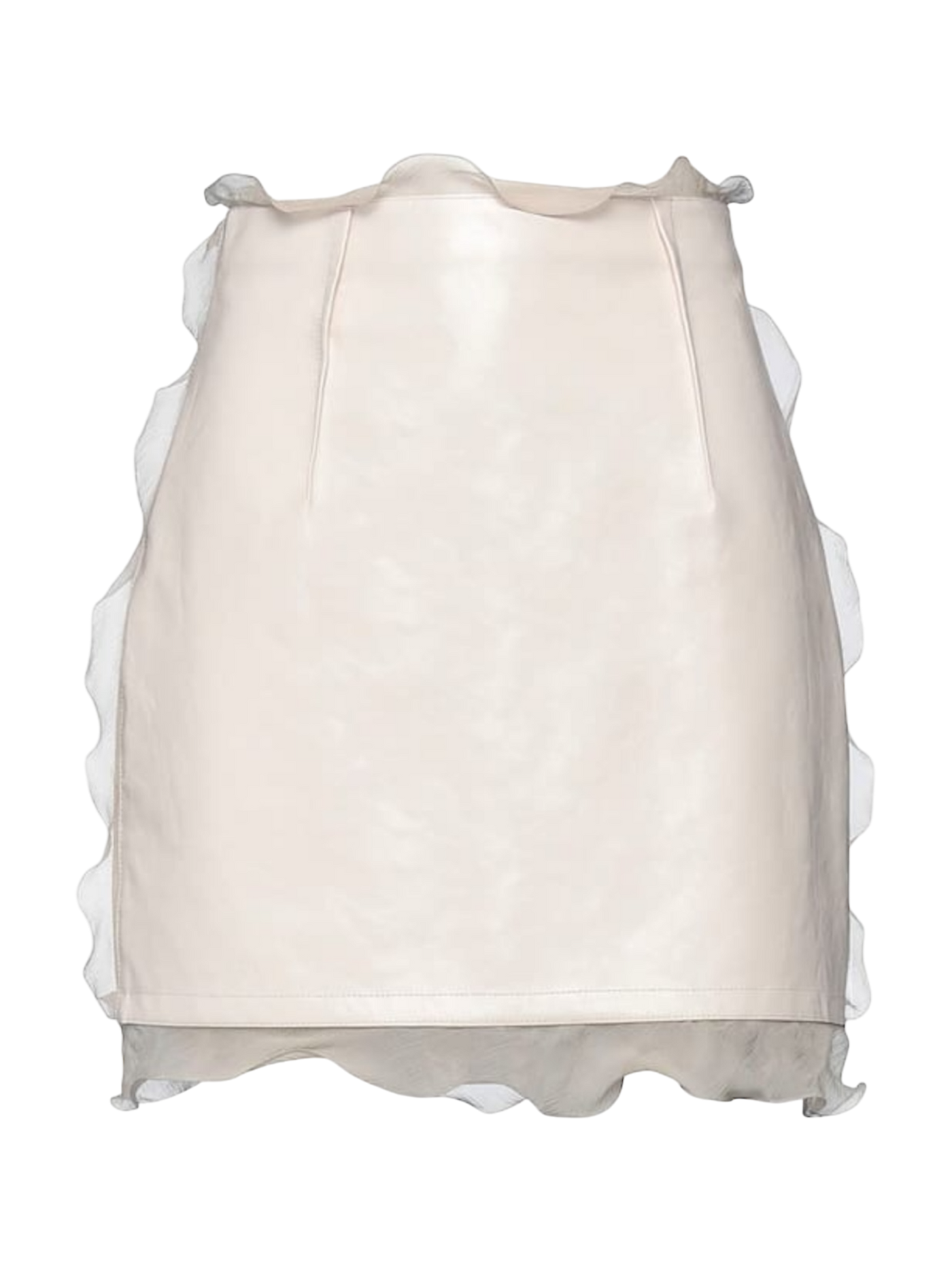 Fendi Leather Mini Skirt With Organza Silk Ruffled Edges