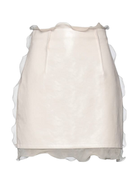 Fendi Leather Mini Skirt With Organza Silk Ruffled Edges