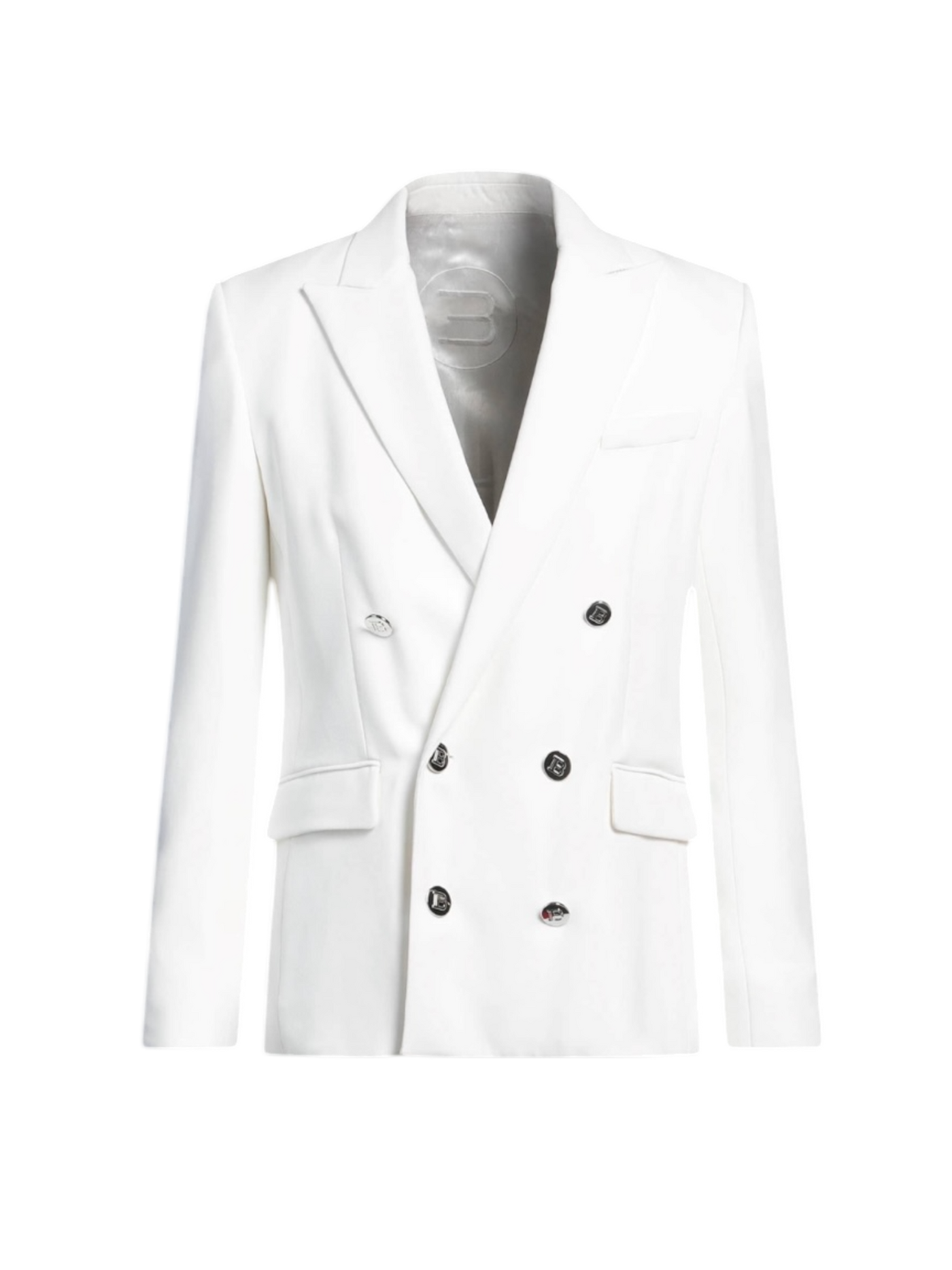 Balmain Double-Breasted Viscose Blazer with Logoed Buttons