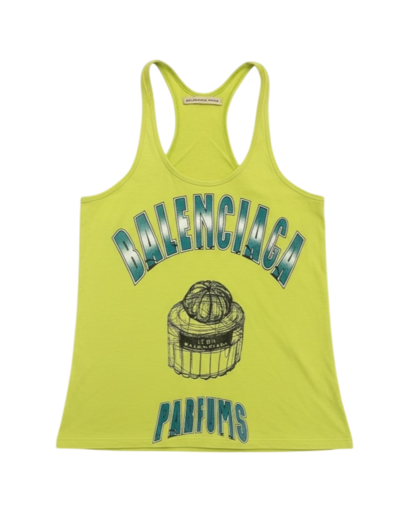 Balenciaga 2004 Le Dix Parfums Graphic Tank Top — Lime Green, Size XS/FR 36
