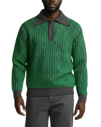 Bottega Veneta Contrast Weave Polo Sweater