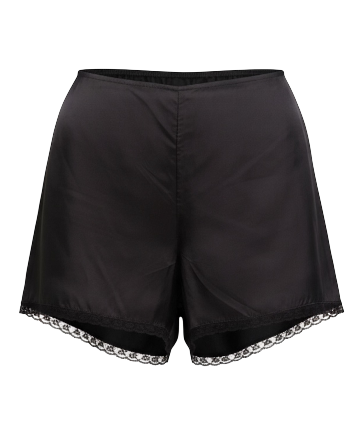 Prada Black Satin Lace-Trim Shorts