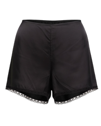 Prada Black Satin Lace-Trim Shorts
