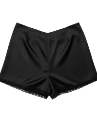Prada Black Satin Lace-Trim Shorts