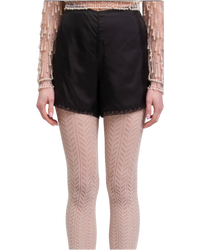 Prada Black Satin Lace-Trim Shorts