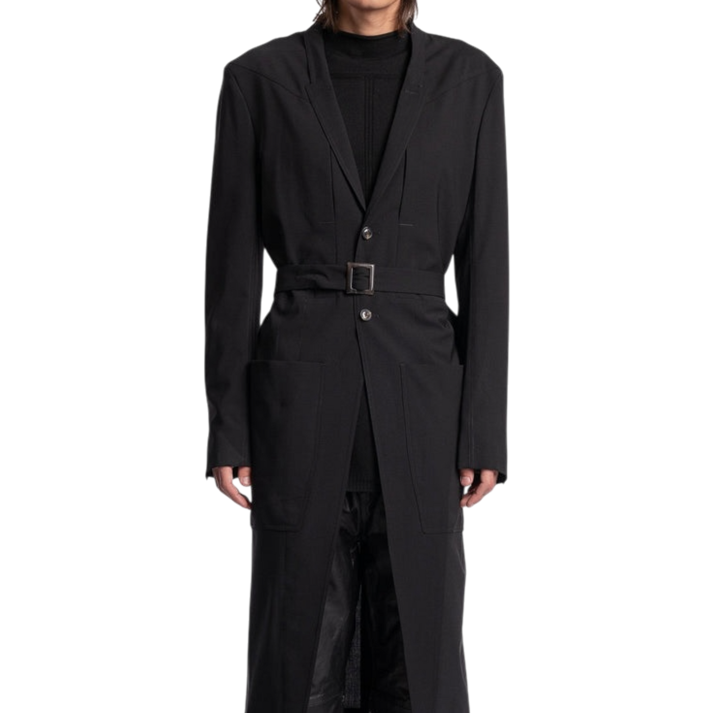 Rick Owens Fogpocket Lido Woven Coat — Black, IT54/US44