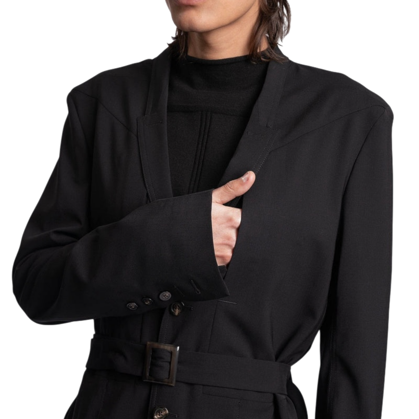 Rick Owens Fogpocket Lido Woven Coat — Black, IT54/US44
