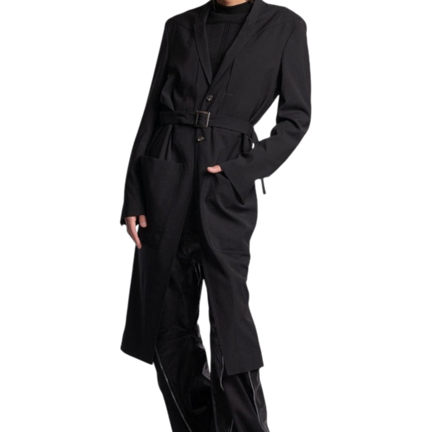 Rick Owens Fogpocket Lido Woven Coat — Black, IT54/US44