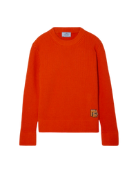 Prada Appliquéd Ribbed Wool & Cashmere Sweater