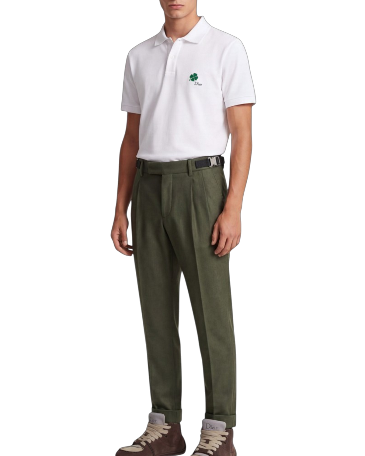 Dior Wool-Cashmere Tailored Trousers with Side Adjusters — Dark Olive Green, US 30 / IT 46