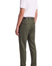 Dior Wool-Cashmere Tailored Trousers with Side Adjusters — Dark Olive Green, US 30 / IT 46