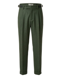 Dior Wool-Cashmere Tailored Trousers with Side Adjusters — Dark Olive Green, US 30 / IT 46
