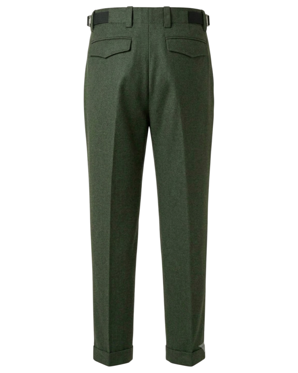 Dior Wool-Cashmere Tailored Trousers with Side Adjusters — Dark Olive Green, US 30 / IT 46