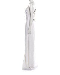 Roberto Cavalli Cadi Embroidered Cutout Asymmetric Shoulder Gown in Optical White