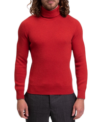 Brunello Cashmere Mouline Turtleneck Jumper in Dark Red